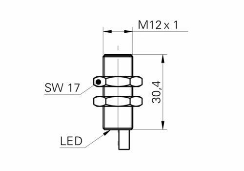 IFRM 12N1701/L 電感式接近開關的尺寸圖