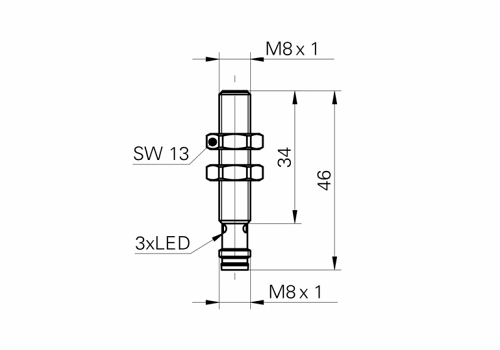 IFRM 08P17A1/S35L 電感式接近開關(guān)的尺寸圖