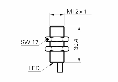 IFRM 12N1701/L 電感式接近開關(guān)的尺寸圖