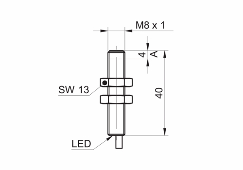 IR08.P03S-F40.NO1Z.7SCV 電感式接近開關(guān)的尺寸圖